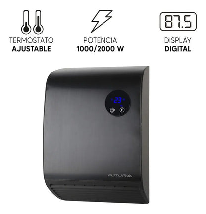 Calefactor De Pared Para Baño Futura Fut-cp200 - Negro