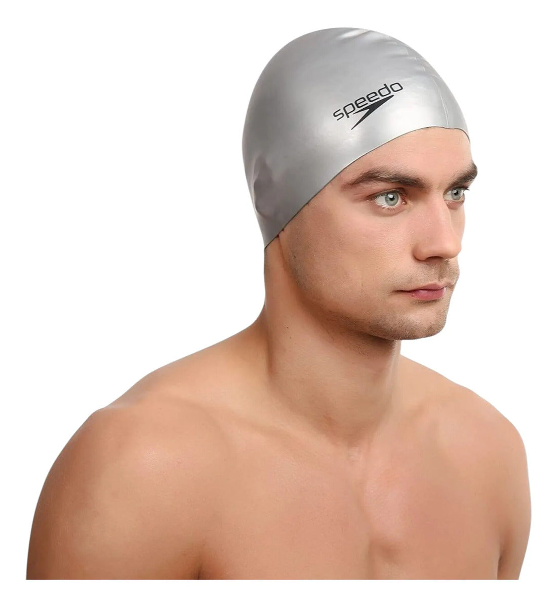 Gorra De Natación Piscina Plain Flat Speedo - Gris Liso Único