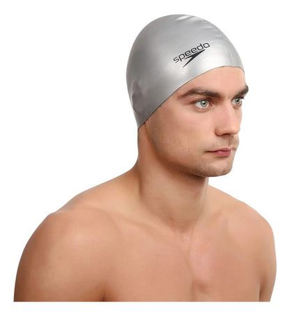 Gorra De Natación Piscina Plain Flat Speedo - Gris Liso Único
