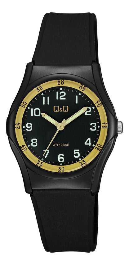 Reloj Q&q Cuero Hombre 34mm Vq04j012y - Negro