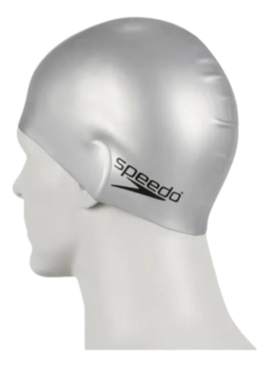 Gorra De Natación Piscina Plain Flat Speedo - Gris Liso Único