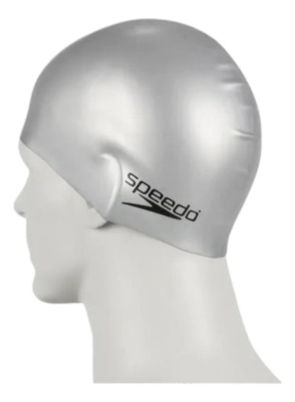 Gorra De Natación Piscina Plain Flat Speedo - Gris Liso Único