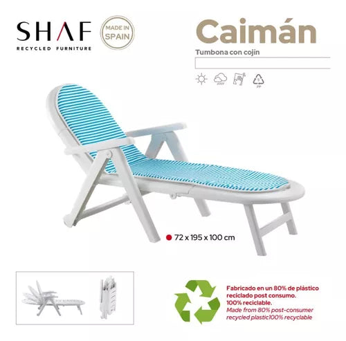 Reposera Plástica Caimán Para Jardín / Piscina Con Almohadón