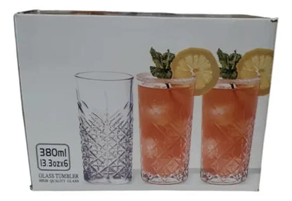 Set De 6 Vasos Altos Coctelería 380 mL