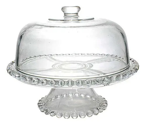 Plato De Torta De Vidrio Con Campana 27×22,5 Cms