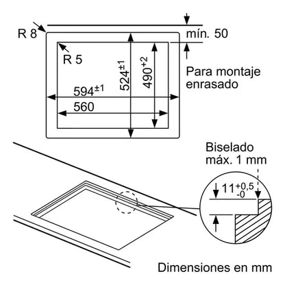 Anafe A Gas 60 Cm - Vidrio Templado