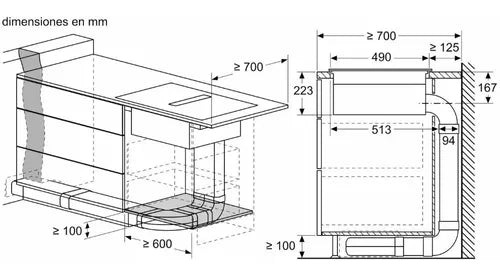 Anafe De Inducción 70 Cm - Empotrable Con Extractor