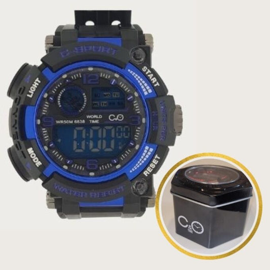 Reloj C&O Digital G-Sport Grande Azul + Estuche Lata