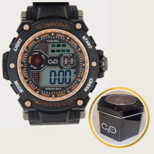 Reloj C&O Digital G-Sport Negro Con Cobre + Estuche Lata