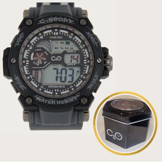 Reloj C&O Digital G-Sport Negro Con Plateado + Estuche Lata