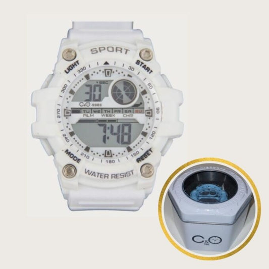 Reloj C&O Digital Sport Blanco + Estuche Lata