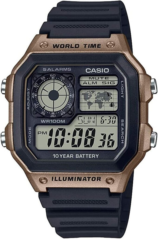 Reloj Casio Digital Silicona Negra Con Luz Led