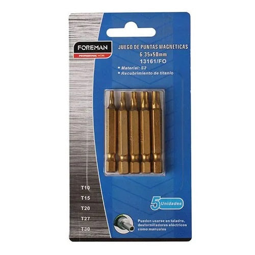 Juego De Puntas Magnéticas Torx 5uds.