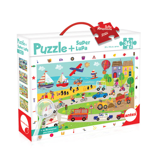 Puzzle - 36 Piezas - Distintos Modelos + Super Lupa