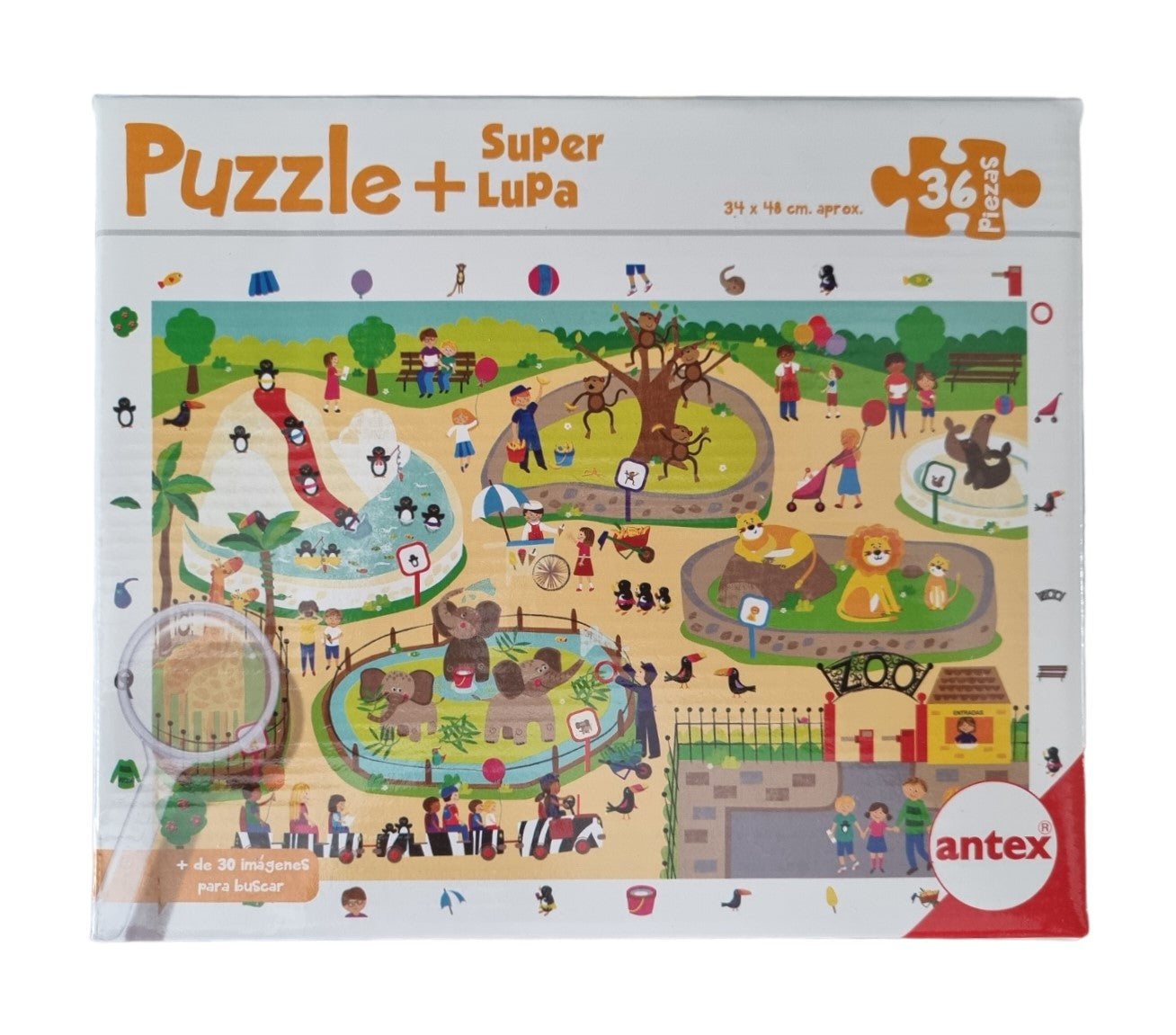 Puzzle - 36 Piezas - Distintos Modelos + Super Lupa